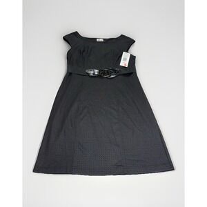 NEW Robbie Bee Size 16 Knit Ponte Dress Sleeveless Black‎ Stretch Belt Lined $60